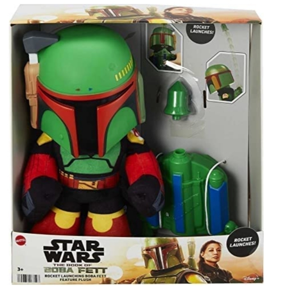 STAR WARS Rocket Launching Boba Fett Feature Plush, 12” Tall Figure NEW